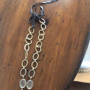 Long Gold Loop Necklace with Tie